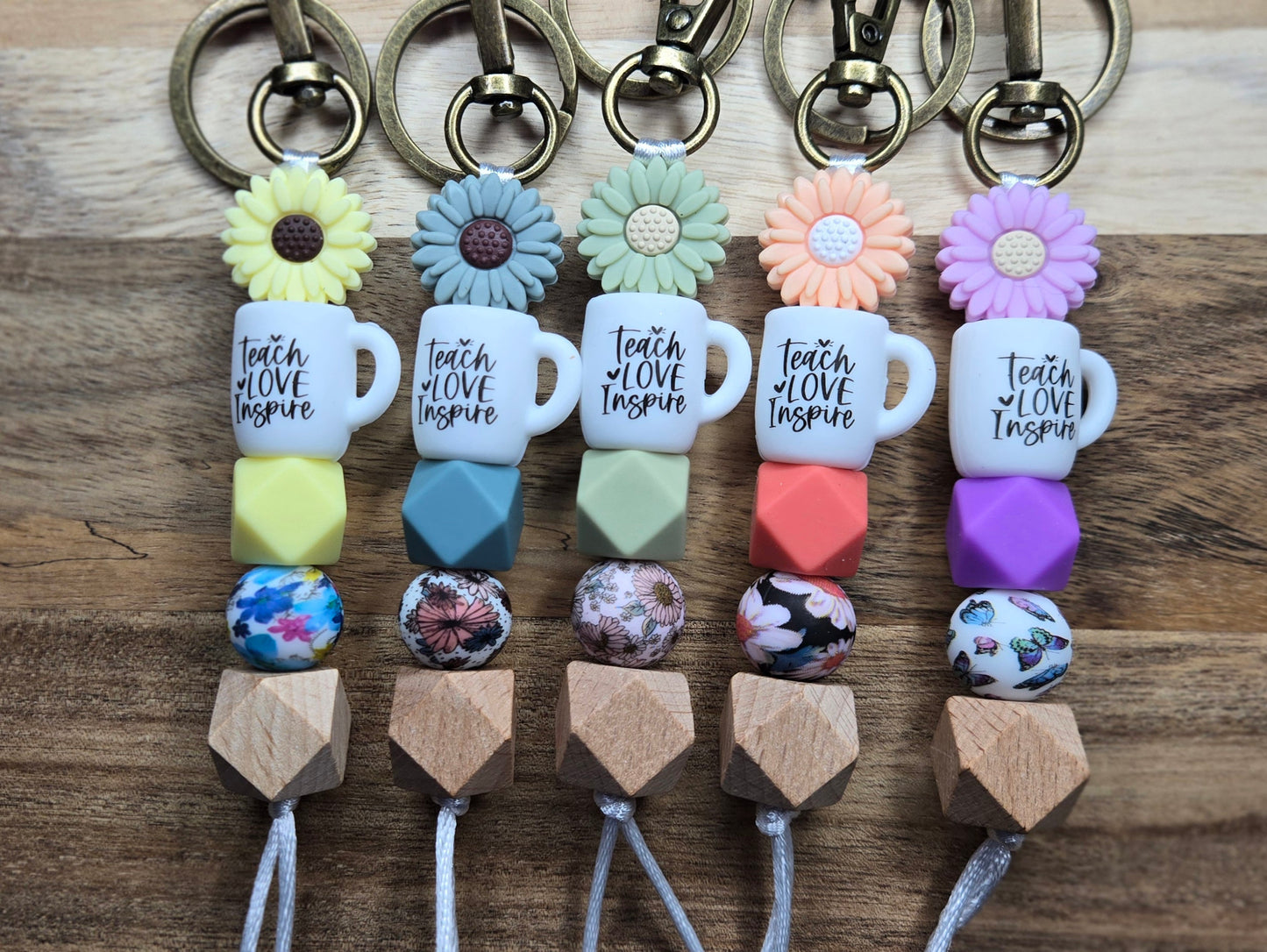 Colored Teach Love Inspire Keychain