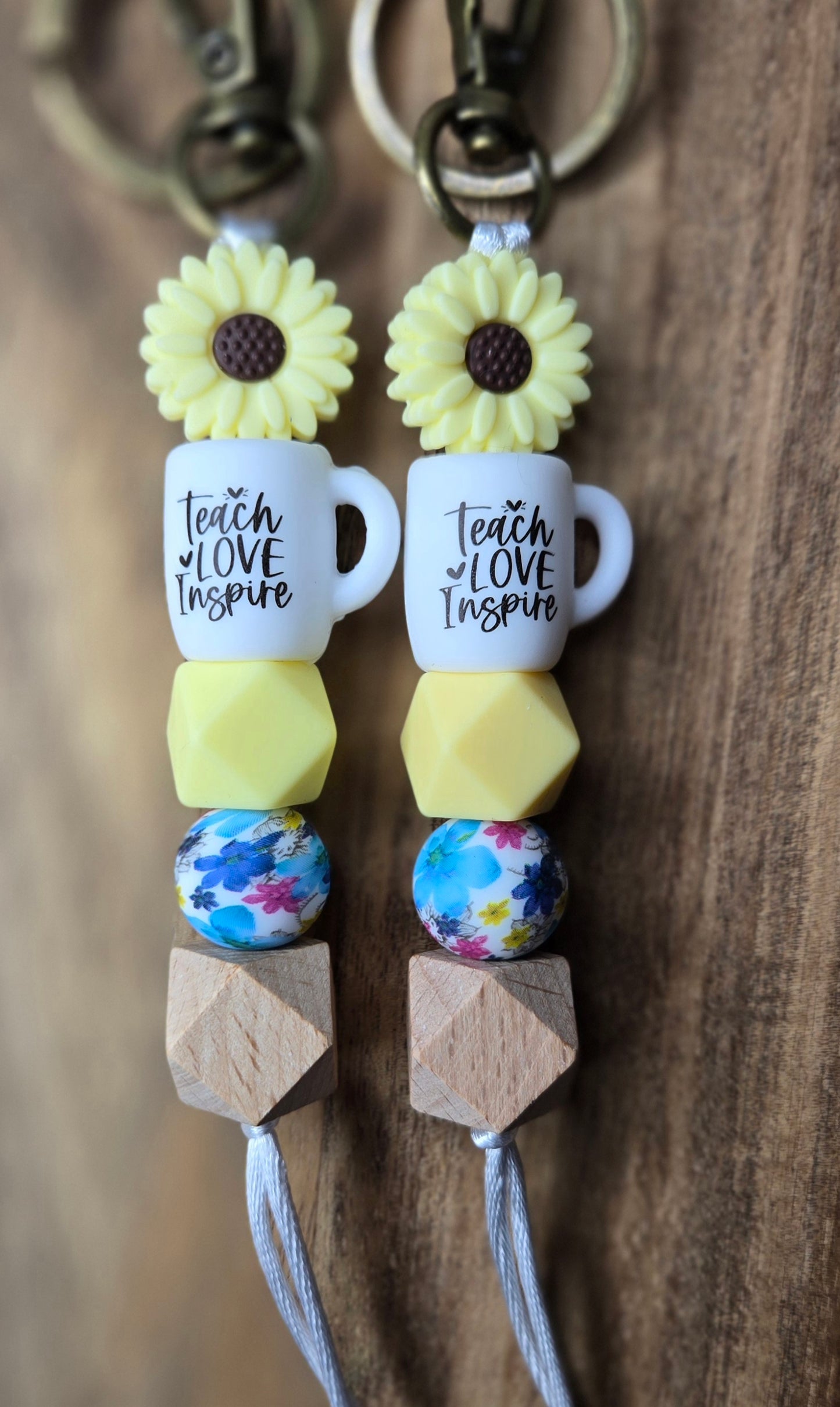 Colored Teach Love Inspire Keychain