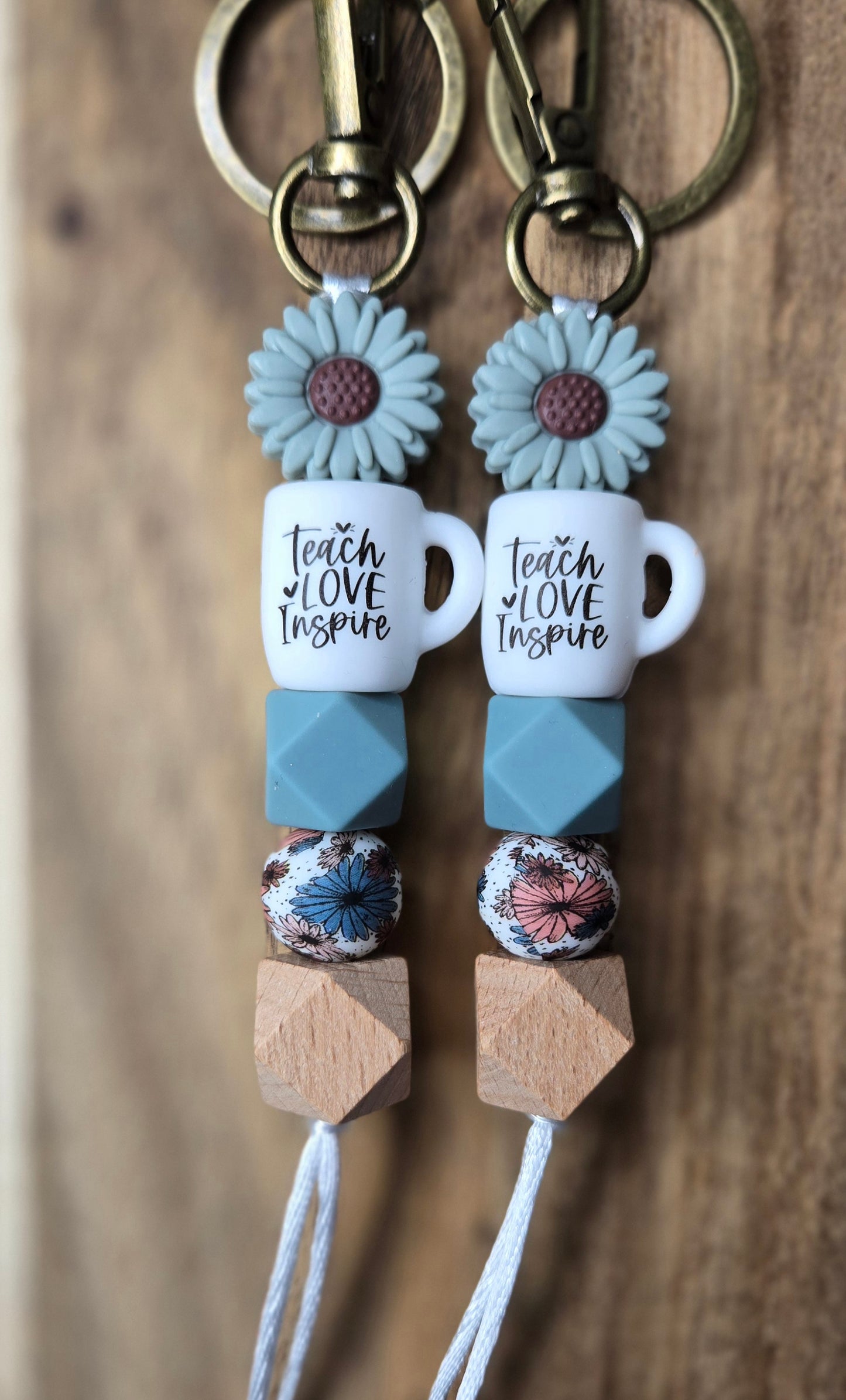 Colored Teach Love Inspire Keychain