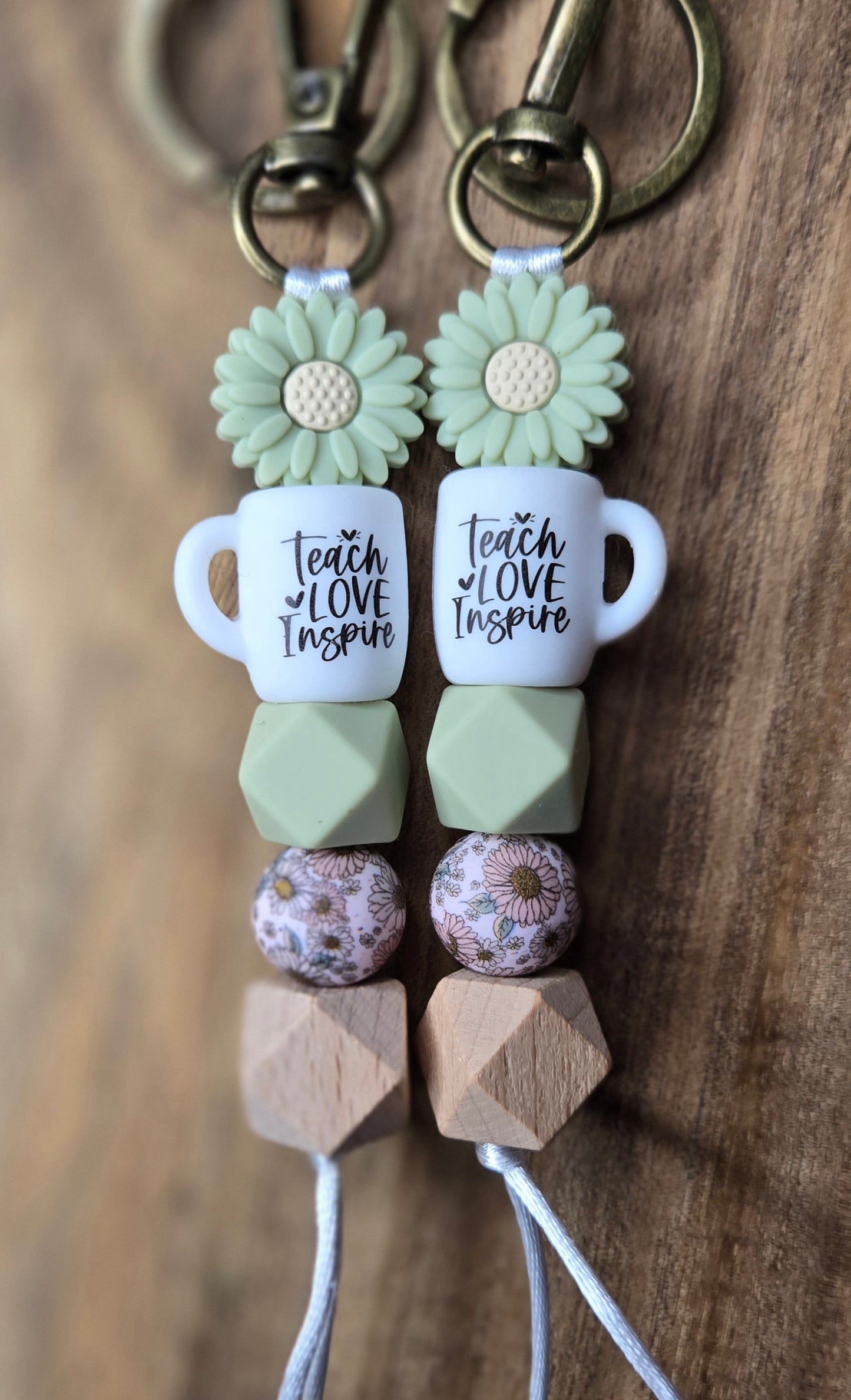 Colored Teach Love Inspire Keychain