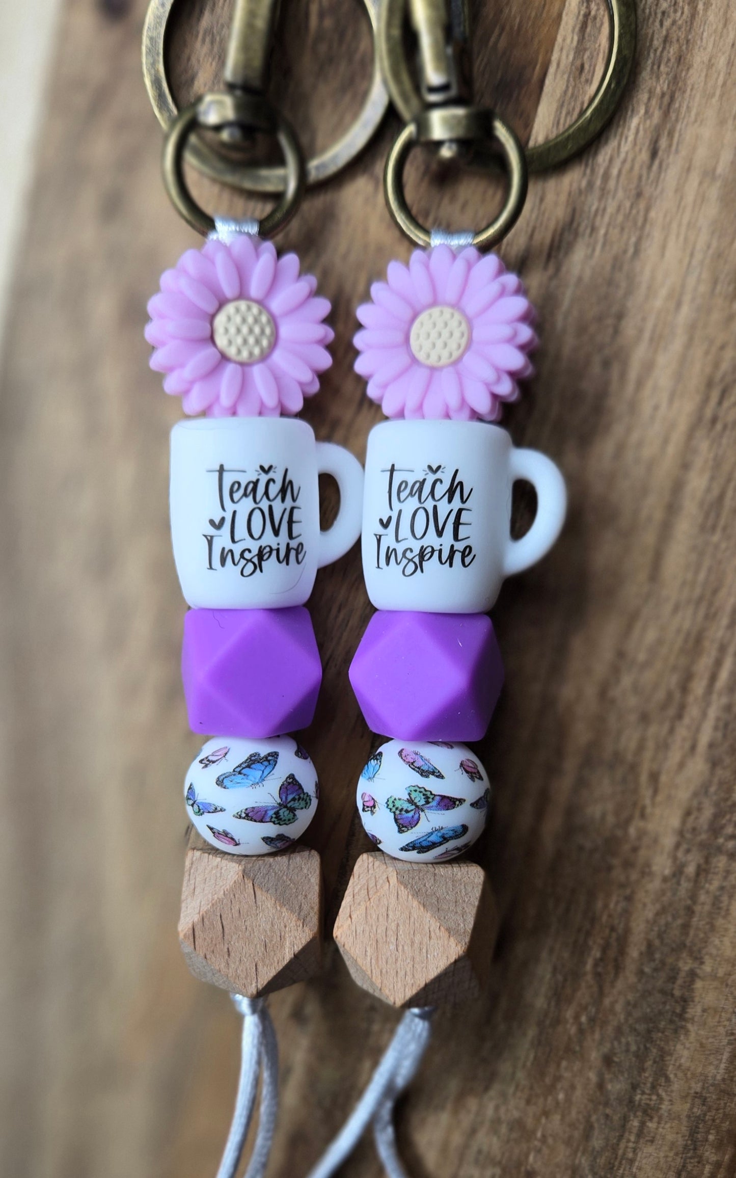 Colored Teach Love Inspire Keychain