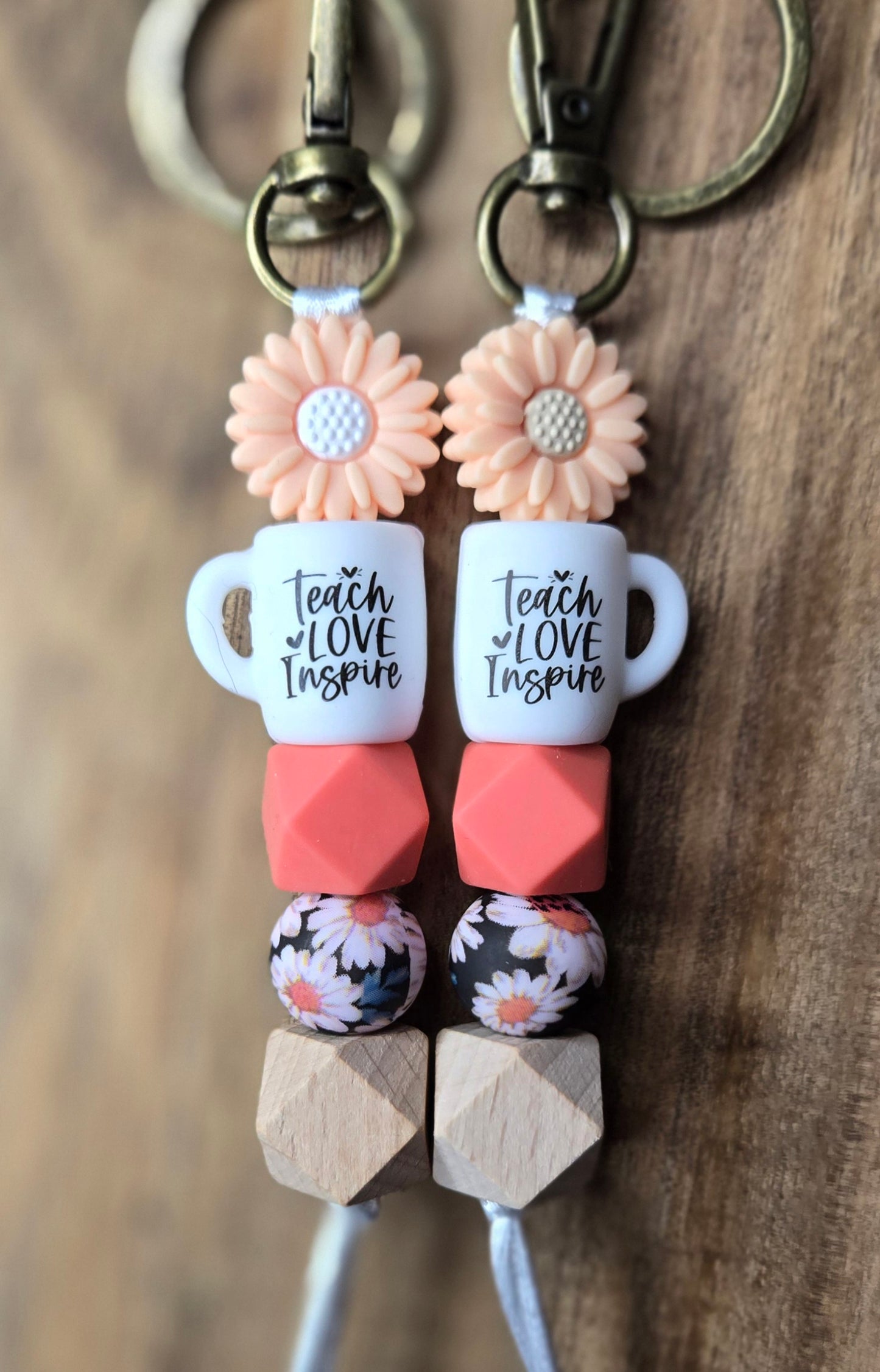 Colored Teach Love Inspire Keychain