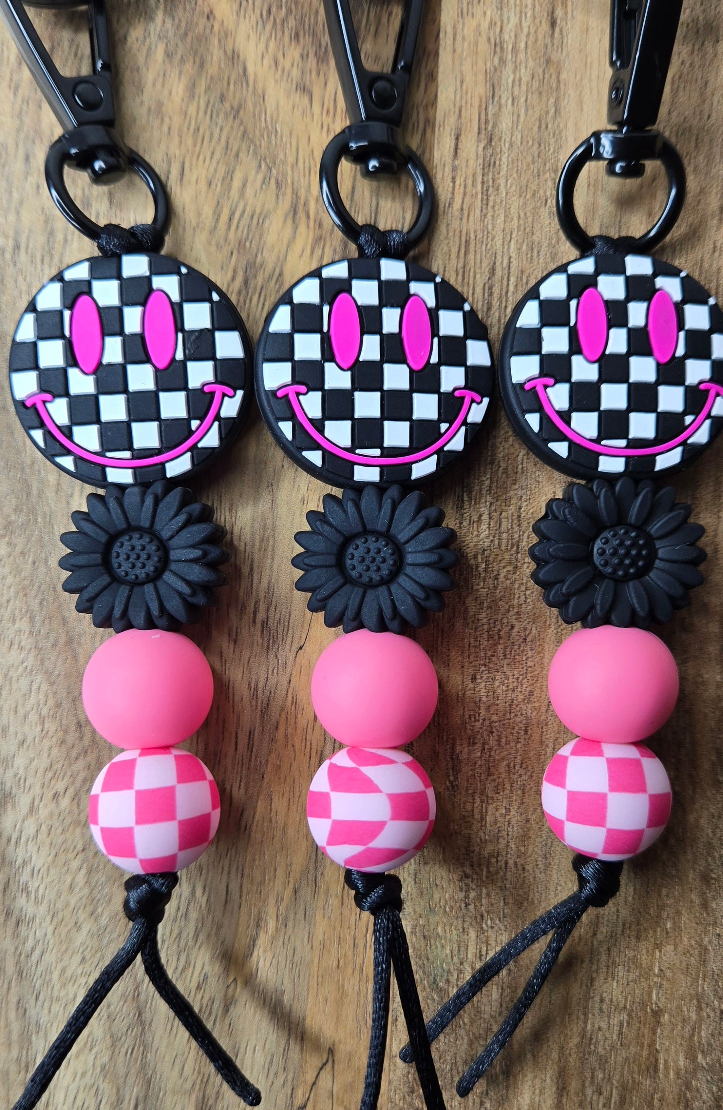 Black & Pink Checkered Keychain