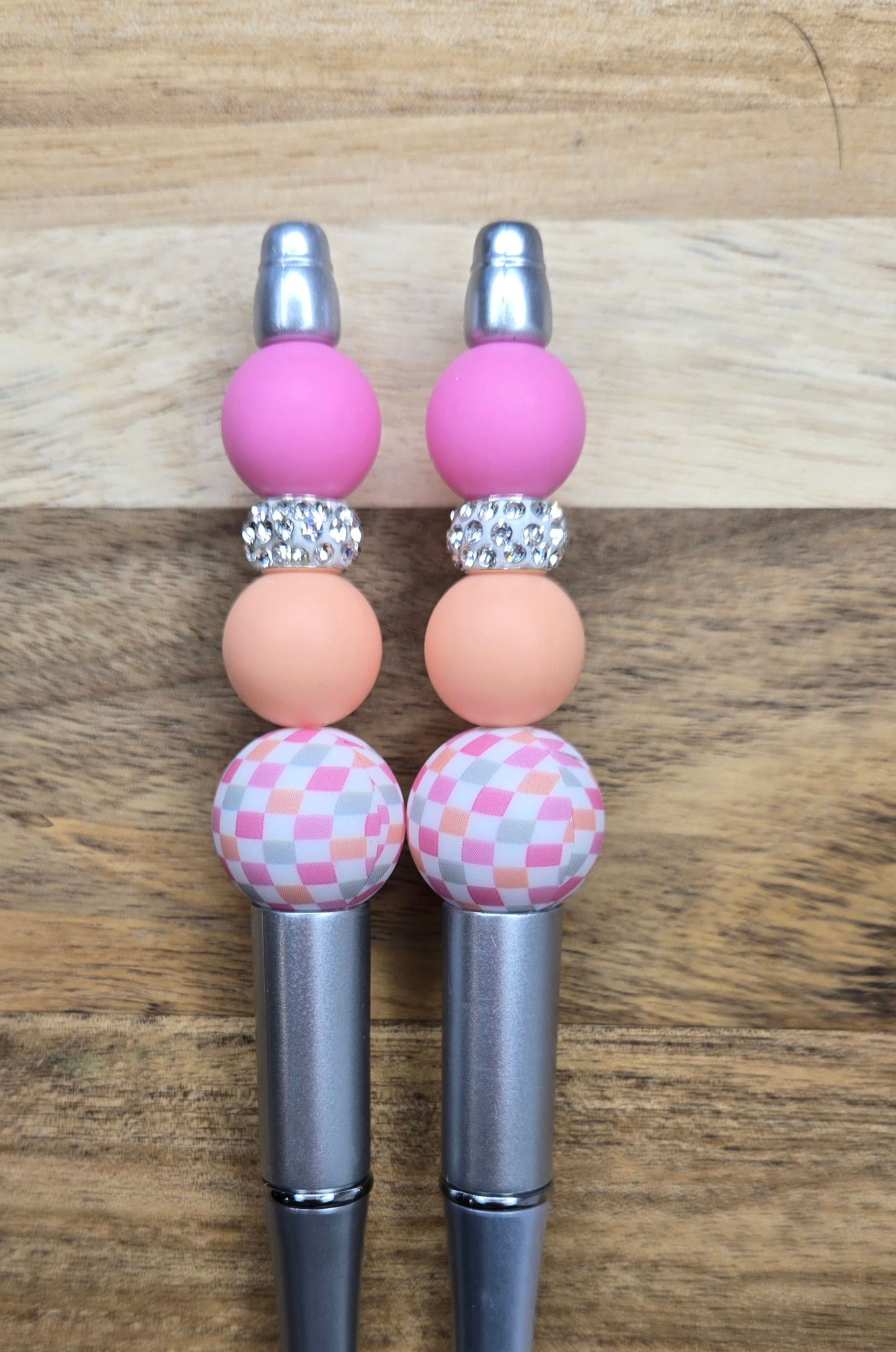 Big Round Orange/Pink Checkered Pen