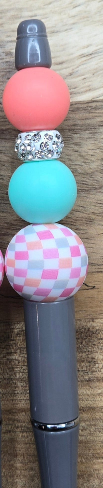 Big Round Checkered Pen w/ Teal