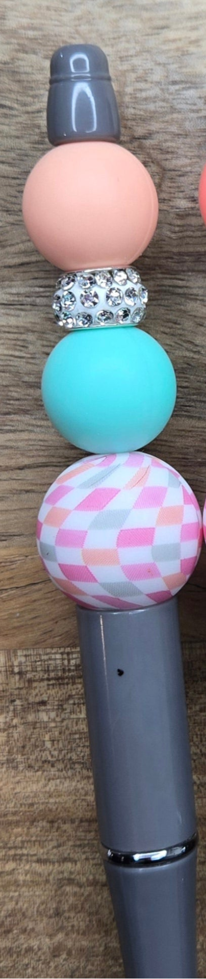 Big Round Checkered Pen w/ Teal