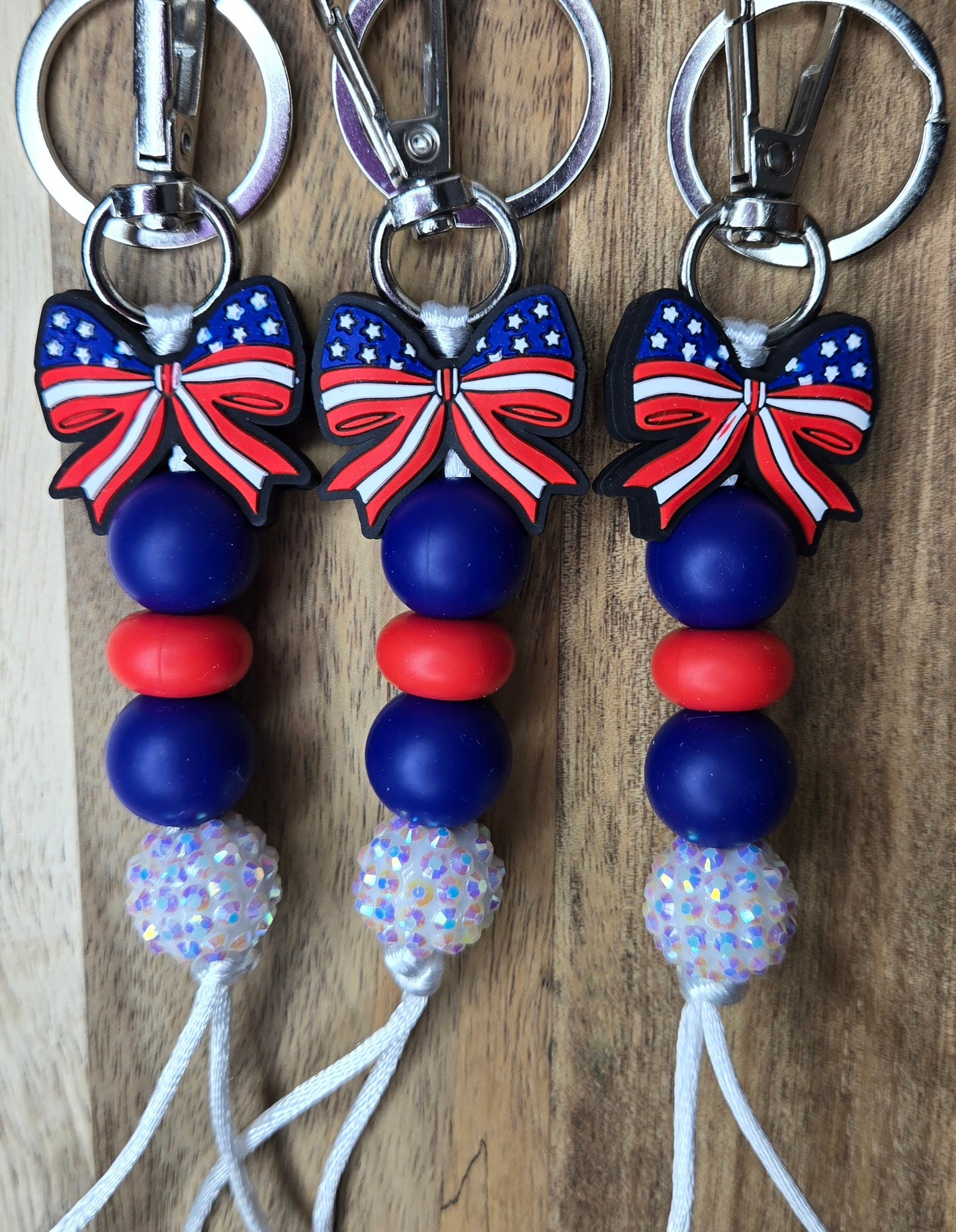 4th of July Bows & Sparkles Keychain