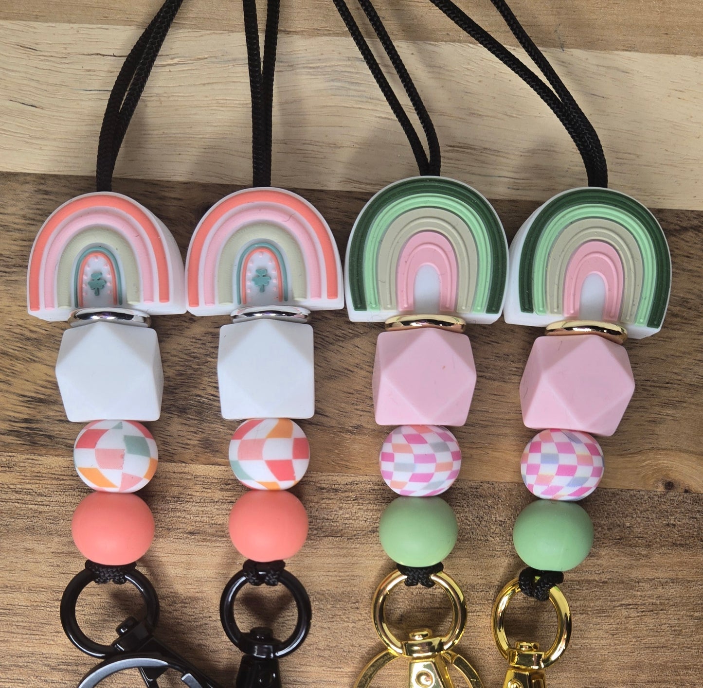 Pink & Green Rainbow Lanyards