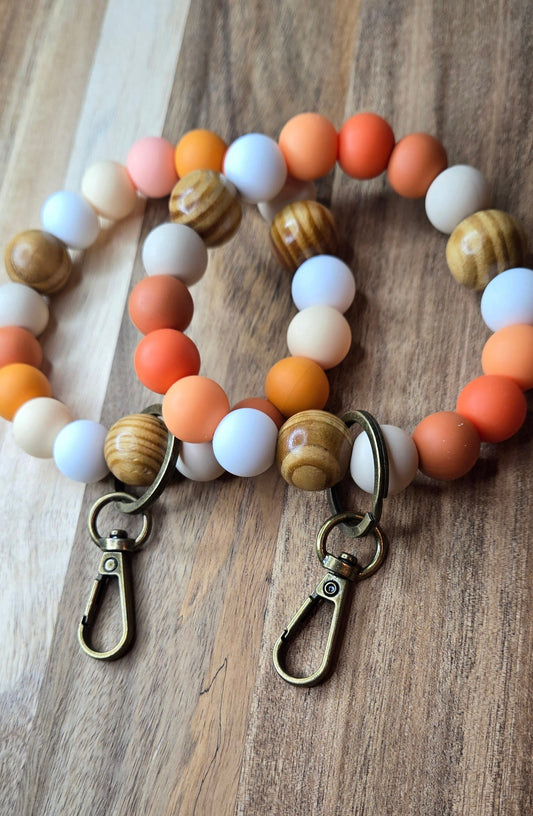 Orange & Wood Wristlet
