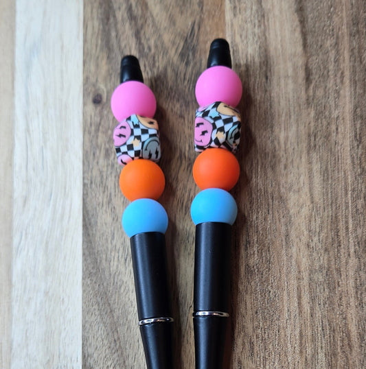 Bright Smiley Checkered Pens