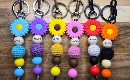 Crochet Daisy Keychains