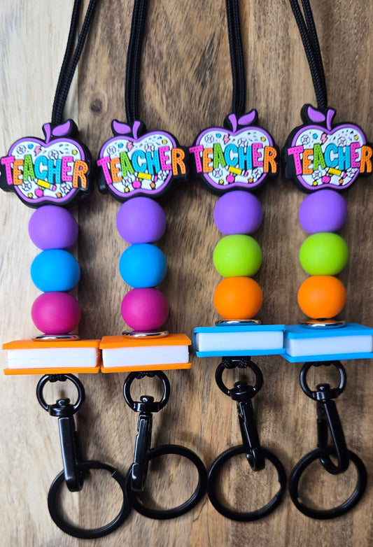 Purple Teacher Apple Lanyard