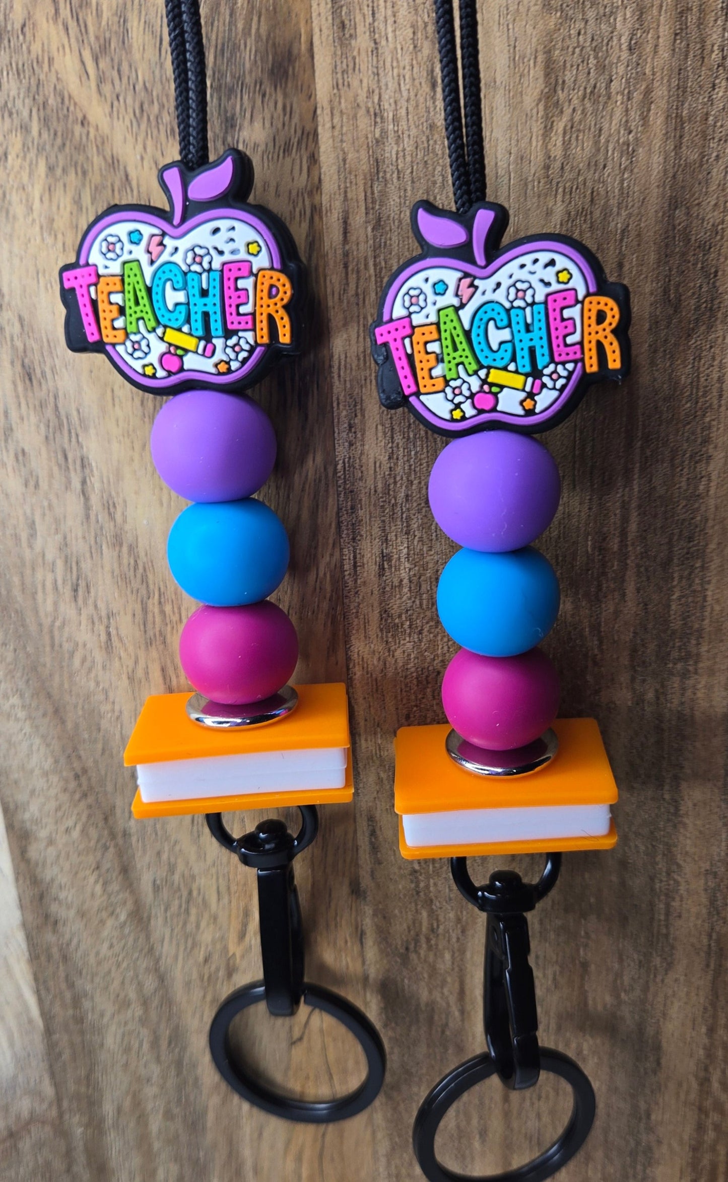 Purple Teacher Apple Lanyard