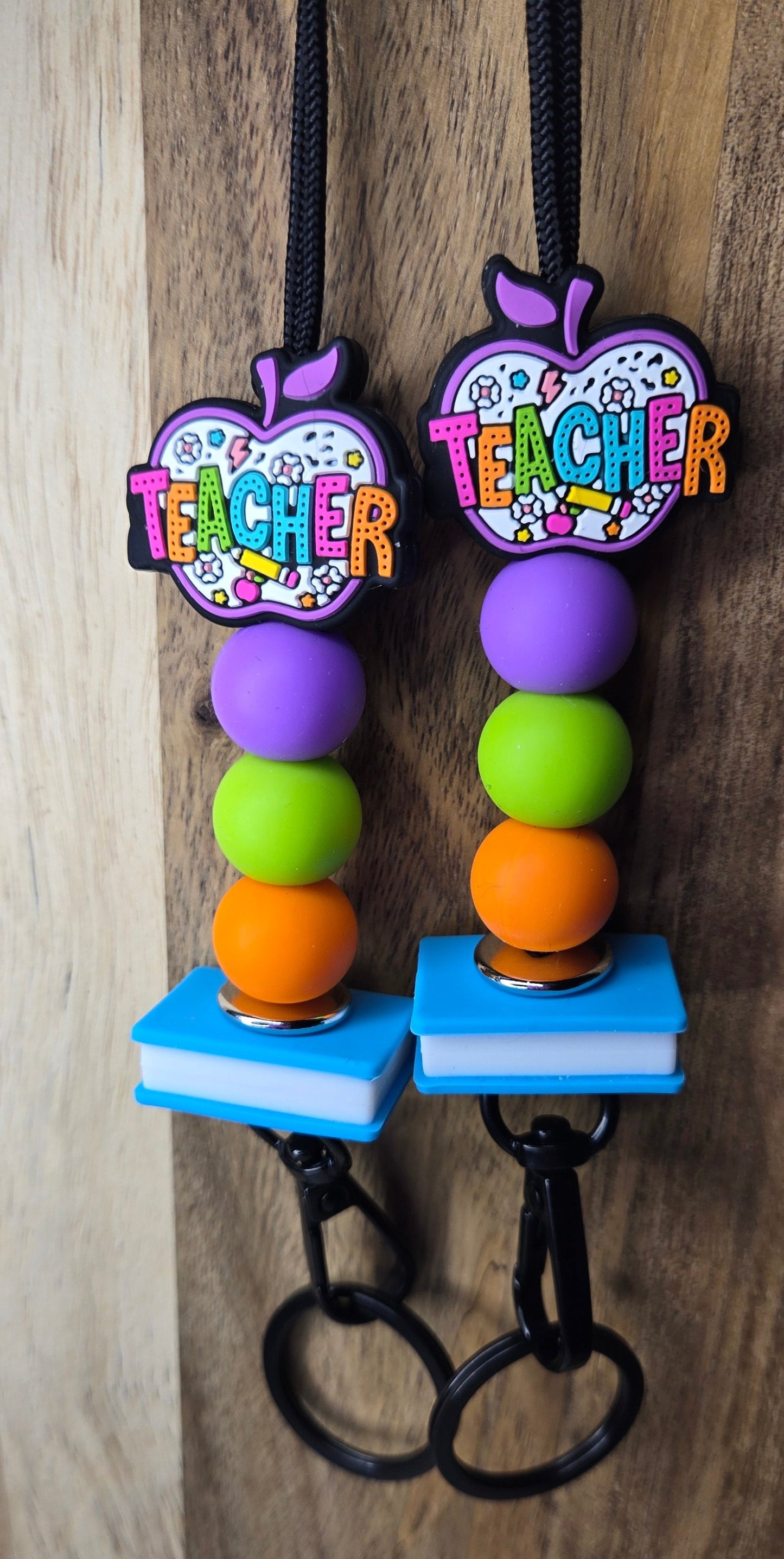 Purple Teacher Apple Lanyard