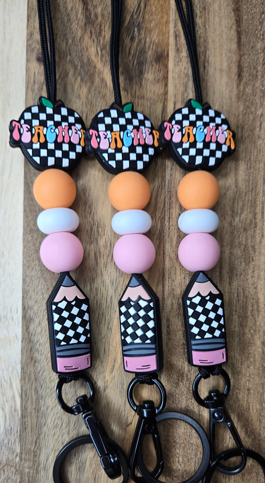 Black Checkered with Pencil Lanyard