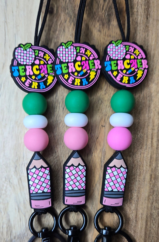 Pink Checkered Pencil Lanyard
