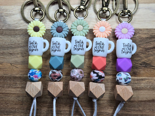 Colored Teach Love Inspire Keychain