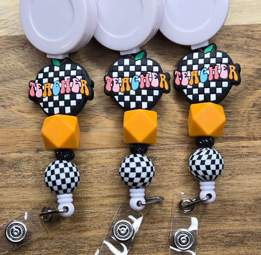 Black Checkered Apple w/ Orange Hexagon