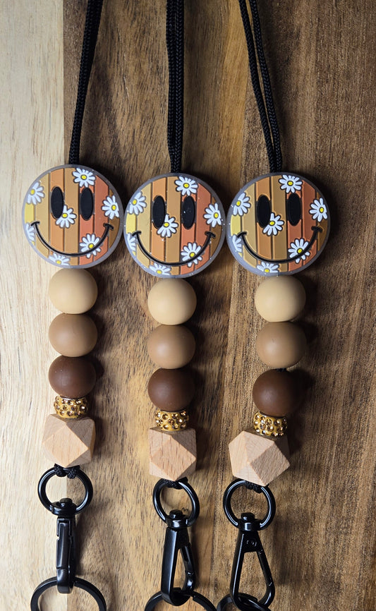 Brown Rainbow Smile Lanyard