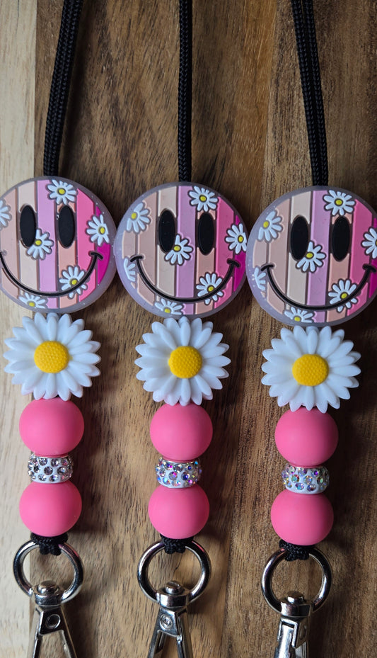 All Pink Smiley Lanyard