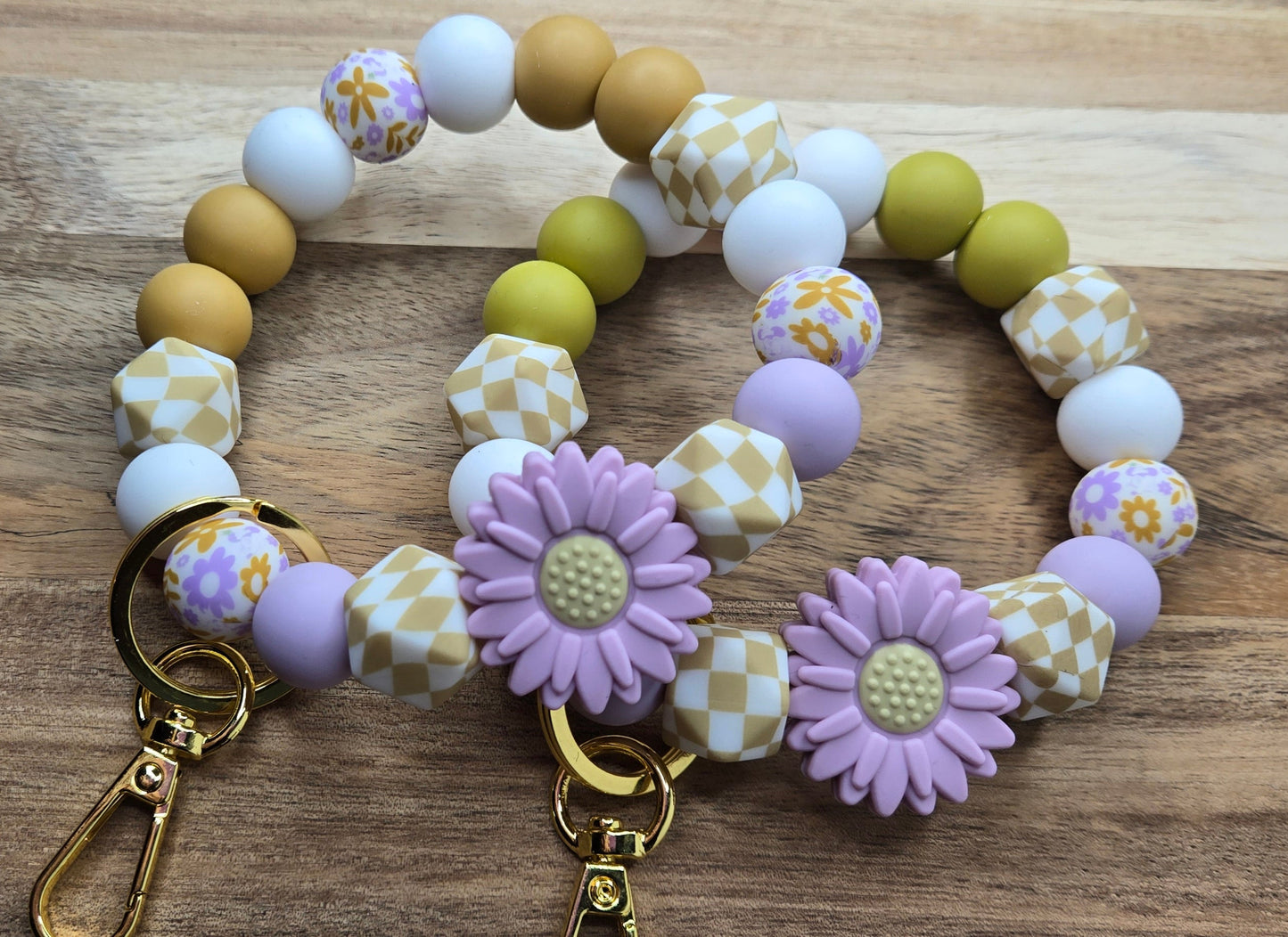 Purple/Gold Floral Wristlet