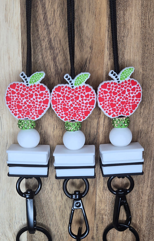 Heart Apple w/ Books Lanyard