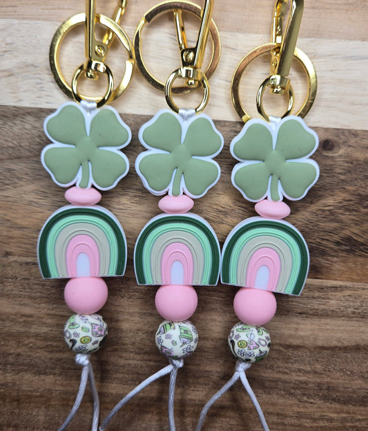 Green Rainbow & Shamrock Keychain