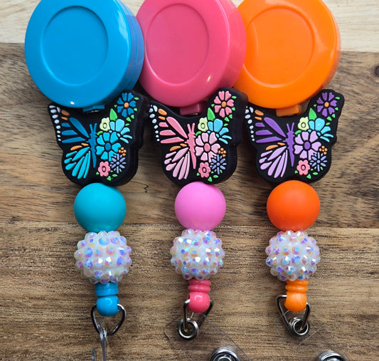 Colorful Butterflies w/ White Rhinestone