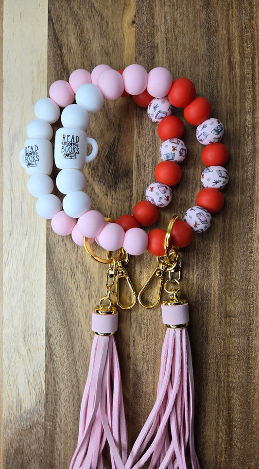 Read More Books w/ Pink Tassel Wristlet