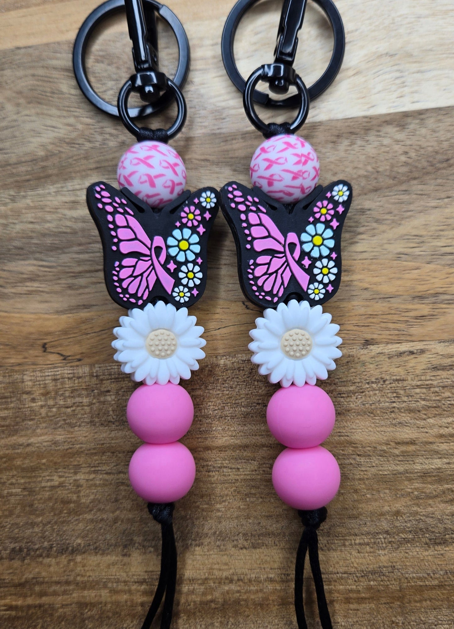 Breast Cancer Butterfly Keychain