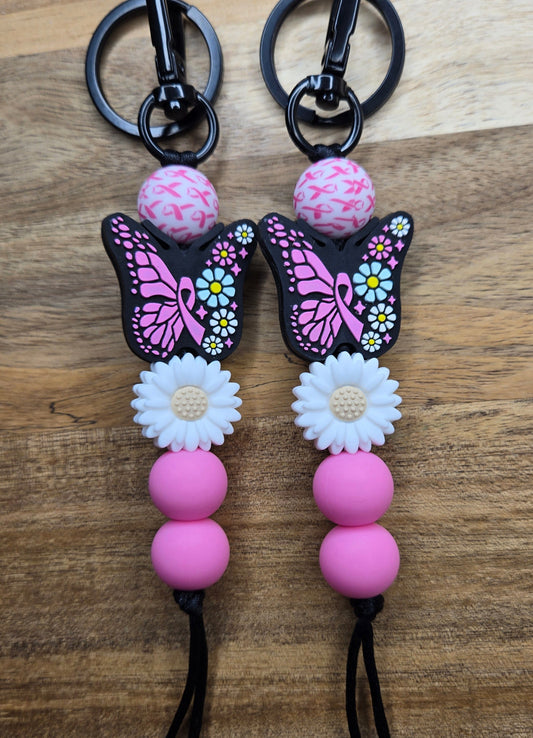Breast Cancer Butterfly Keychain