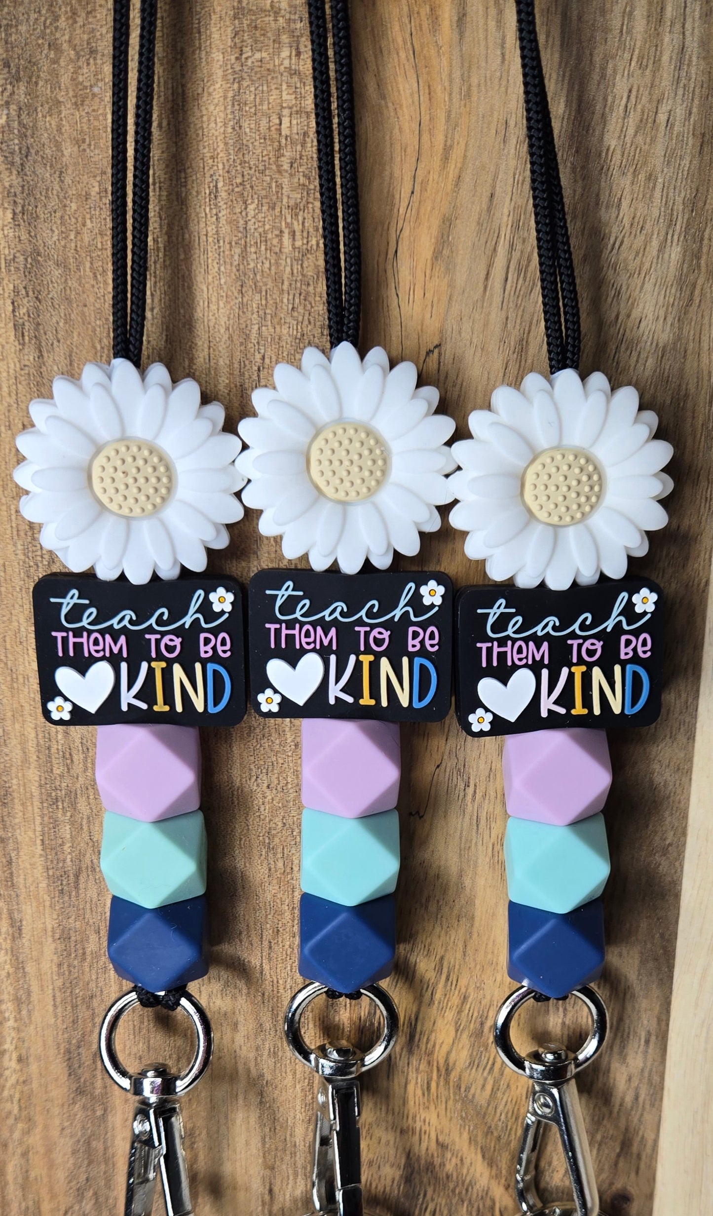 Teach Them To Be Kind w/ White Daisy Lanyard