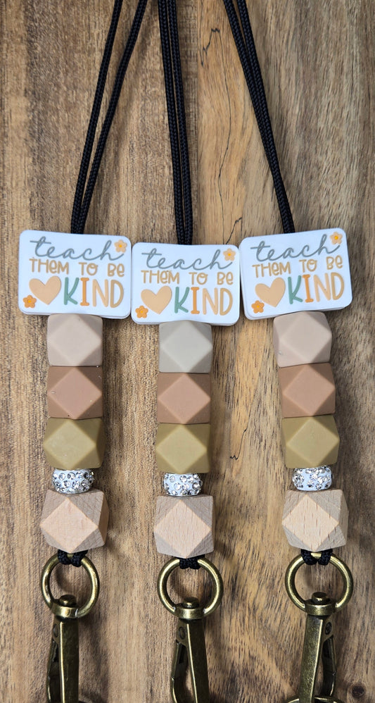 Teach Them To Be Kind Boho Lanyard