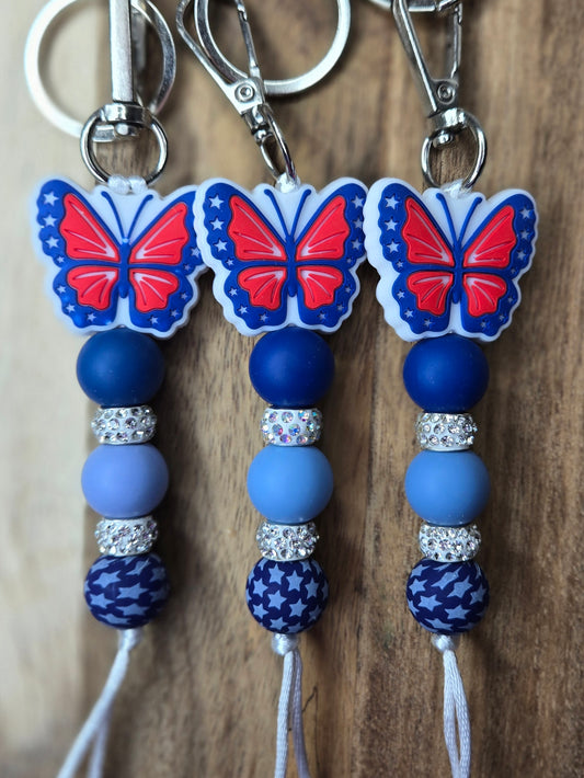 Americana Butterfly Keychain