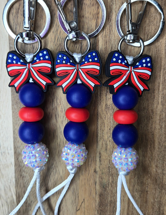 4th of July Bows & Sparkles Keychain