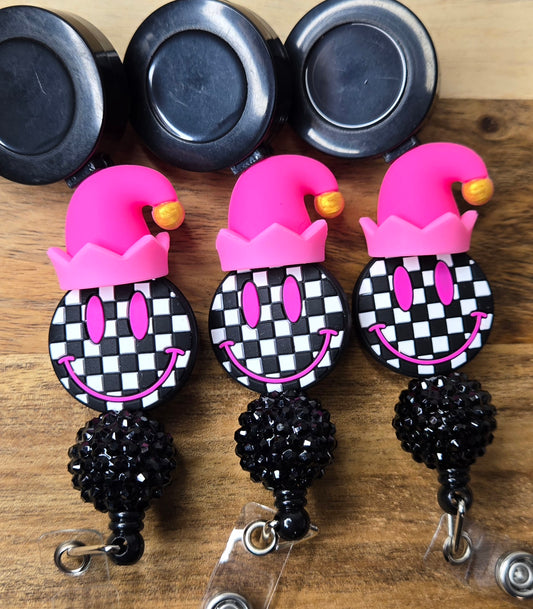 Checkered Smiley Pink Christmas