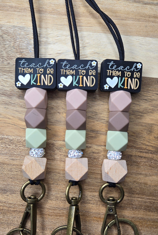 Teach Them To Be Kind Boho Lanyard