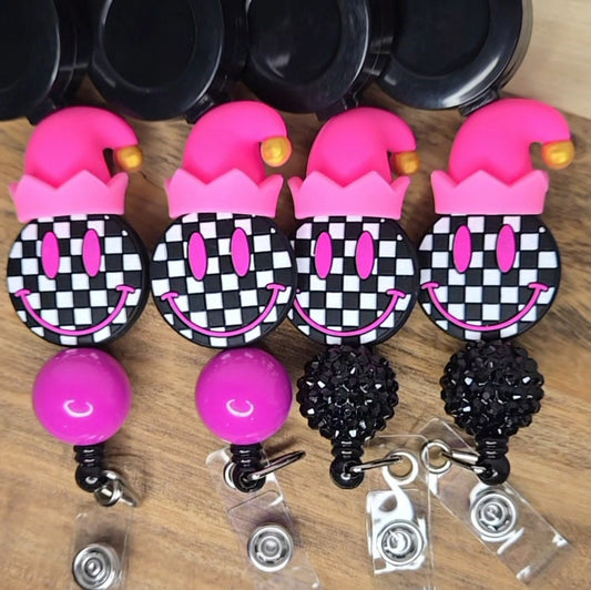 Checkered Smiley Pink Christmas