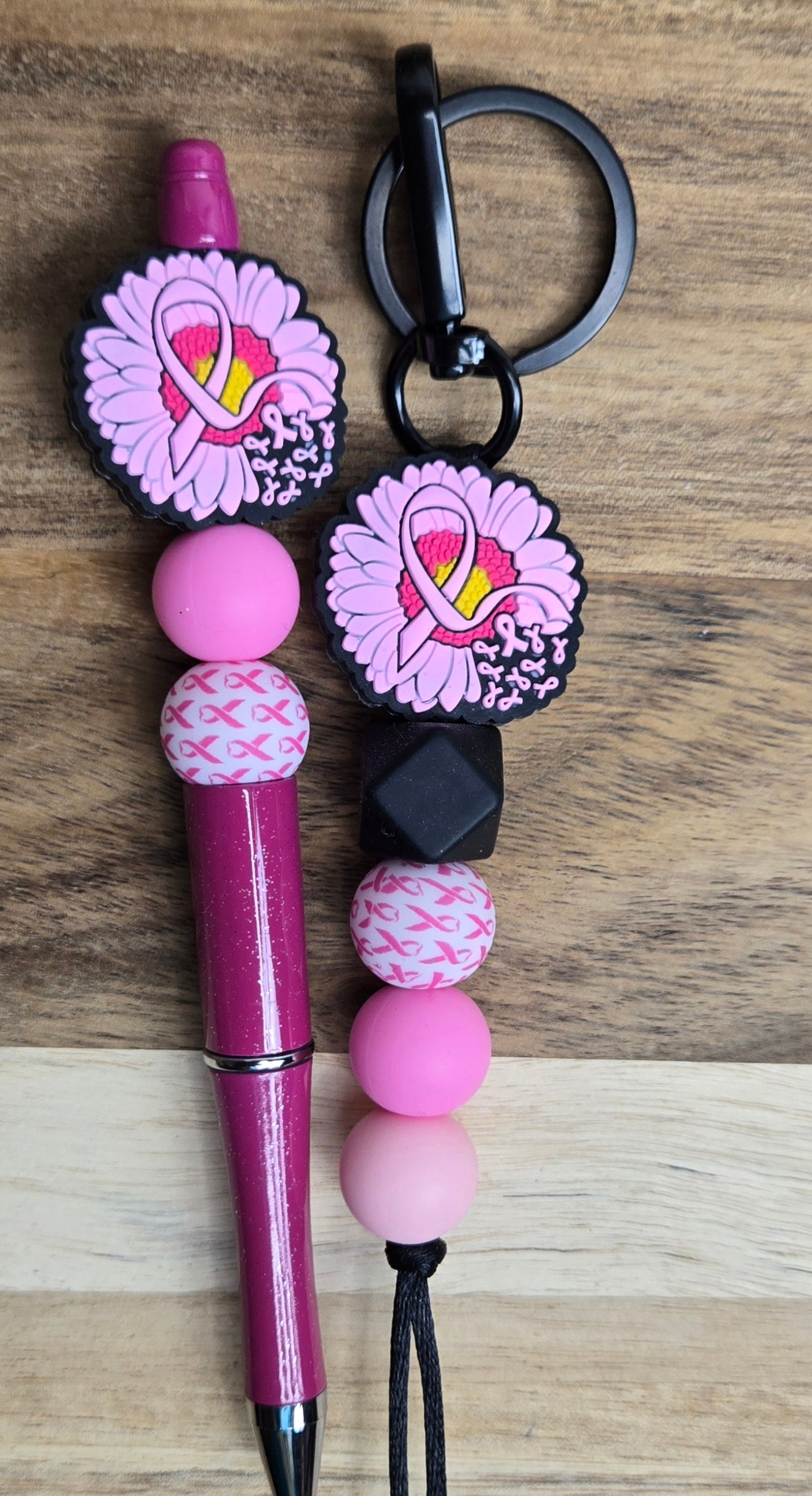 Breast Cancer Flower Keychain Bundle
